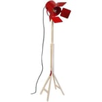 Lampadaires Tosel  lampadaire liseuse articulé bois naturel et rouge