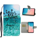 Samsung Wonderland Galaxy S20 flip kuoret - Never Stop Dreaming Tummansininen