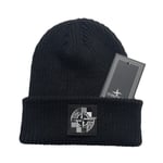 Stone Island Varm Cuff Beanie 2024 Stickad Stretch Beanie Vinterhatt Herr Dam Present Black