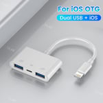 Adaptateur De Lecteur De Carte Pour Iphone,Appareil Photo De Disque U,Convertisseur De Données,Accessoires De Câble De Données Otg,Iphone 14,Iphone 13,Iphone 12,Iphone 11 - Type Dual Usb And Ios