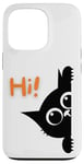 Coque pour iPhone 13 Pro Mur d'escalade pour chat noir avec inscription « Hi »