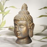 Ecd Germany - Statue Tête de Bouddha 53 cm - en Polyrésine - Aspect Bronze - Décoration Intérieur et Extérieur - pour Salle Yoga, Reiki, Feng-Shui,