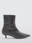 John Lewis Ornament Kitten Heel Hotfix Dressy Ankle Boots, Grey Pewter