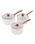 Tower Linear White & Rose Gold 3 Piece Saucepan Set