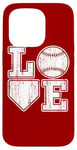 Coque pour iPhone 15 Pro Plaque vintage Love Baseball Mom Home pour amateurs de baseball