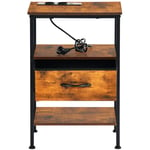 Eggree - Table de Chevet avec 1 Tiroirs Tissus Table d'appoint Petit Meuble de Rangement, Avec 1 prise de courant et 2 prises usb, 40 x 30 x 60