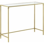 Helloshop26 - Table console pour salon d'appoint design plateau en verre pieds en acier 100 cm doré