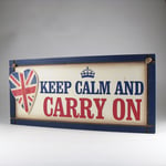 Carry On - Wooden Britain Home Hanging Plaque Brexit Boris Johnson Union Jack