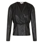 Blouse FEMME MORGAN avec manches longues et col cache-coeur noire enduit