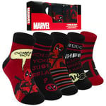 Marvel Chaussette Basse Homme, Doux et Respirant Coton Socquettes - Paquet de 5 (Noir/Rouge Deadpool)