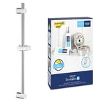 GROHE Vitalio Universal 600 & QuickGlue S2 - Shower Rail (with Wall Holders, Glide Element and Swivel Holder), Size 620 mm, Upper Bracket Adjustable to Adapt to Existing Holes, Chrome, 27724000