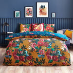 furn. Botanical Nadya Reversible Duvet Cover Set - Orange - Size Single