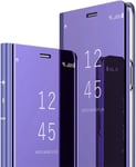 Oppo A94 5g Miroir Housse Coque Etui A Rabat,Mirror Smart View Standing 360¡Ã Protecteur Etui Coque Pour Oppo A94 5g. Flip Mirror: Purple