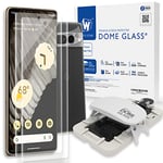 Dome Glass [2PACK+UV Lamp] Whitestone Protecteur d'écran pour Google Pixel 7 PRO (2022), écran en verre trempé intégral avec technologie de dispersion liquide, 2 pièces, blanc