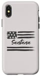 Coque pour iPhone X/XS Santana – Nom personnalisé, étoiles et rayures, drapeau des États-Unis