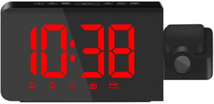 BANNAB Radio-réveil FM Affichage LED Multifonction Projection numérique Charge USB Horloge électronique Horloge Murale