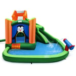 Helloshop26 - Château gonflable avec toboggans aquatiques aire de jeux gonflable piscine avec motif de pingouin pour enfants de 3 à 10 ans