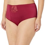 Elomi Women's Cate Embroidered Full Coverage Brief Bikini Style Underwear, Berry, 4XL Plus