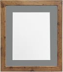 FRAMES BY POST 25mm wide H7 Oak Picture Photo Frame with Dark Grey Mount 6"x4" for Pic Size 4"x3"