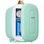 FOHERE Mini Frigo de Chambre, 5 Litres Frigo Cosmetique, Petit Frigo Thermoélectrique USB/CA/CC pour Boissons, Nourriture, Beauté, Bureau, Dortoir, Voiture, Vert