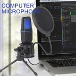 RGB Light USB Microphone Computer Condenser Gaming Mic for PC/Laptop/Desktop UK