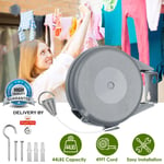 15M Retractable Washing Line Wall Mounted Outdoor Clothes Reel Laundry