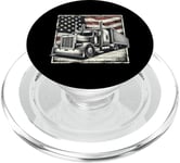 Semi-Trailer Trucker Big Rig American Flag Truck Driver PopSockets PopGrip for MagSafe