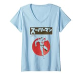 Womens Superman Kanji Retro Japan Poster Art V-Neck T-Shirt