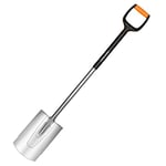 Fiskars Bêche à bord rond pour sol meuble et peu caillouteux, Longueur: 120 cm, Lame en Acier/Poignée en plastique renforcé de fibre de verre, Noir/Orange, Xact, Taille: L, 1003681