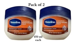 2 X Vaseline Cocoa Butter Rich Conditioning Moisturising Jelly 450ml