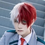 My Hero Academia Todoroki Shoto Cosplay Halv Vit Halv Röd Kort Peruk Syntethår Peruk Presenter