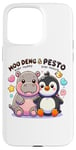 Coque pour iPhone 15 Pro Max Moo Deng Et Le Bébé Hippopotame Au Pesto Bébé Pingouin