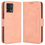 Motorola Moto G72 4G - Läderfodral / Plånboksfodral avtagbar Korthållare Pink