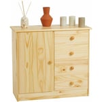 Idimex - Commode en pin passif vernis naturel rondo buffet meuble de rangement avec 4 tiroirs et 1 porte - Naturel