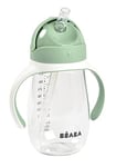 Béaba Biberon/Tasse d'apprentissage 2 en 1, Tasse Paille Enfant, 100 Pour cent étanche, Anti-fuite, Facile à Ouvrir, Poignées amovibles, Tritan et Silicone, 300 ml, Vert Sauge, 1 Unité