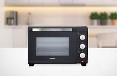 Daewoo Mini Oven & Grill- 1300w Countertop Electric Cooker with adjustable Temperature Settings and 60 Minute Timer with Indicator Light. Including Baking tray & Wire Rack.