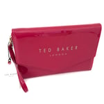 TED BAKER Pink Envelope Clutch Bag | Womens Handbag Shiny Wristlet Purse | New