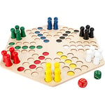 small foot Ludo pour 6 joueurs avec grand plateau en bois, jeu de société pour toute la famille, 4 ans et plus, 1800