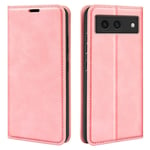 Google Pixel 8a Fodral Stötsäkert telefonfodral Skin-Touch PU Läder Flip Cover - Rosa