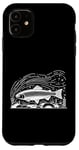 Coque pour iPhone 11 Line Art Poisson Aquariste & Ichtyologiste Truite arc-en-ciel