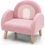 Fauteuil pour Enfants en Peluche Teddy et Éponge, Canapé avec Dossier et Accoudoirs Confortables, pour 3 à 5 Ans, Rose - Goplus