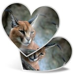 2 x Heart Stickers 15 cm - Caracal African Lynx Cat #3171