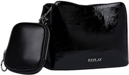 Replay Women Fw3664 Shoulder Bag, 0100 Shiny Black, UNIC