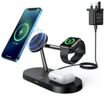 Hinyx 4 in 1 Magnetic Wireless Charger Stand - 18W Fast Wireless Charging Dock Station Mag-Safe Charger for iPhone 13 Series/12/12 Pro/12 Pro Max/12 Mini, iWatch 7/SE/6/5/4/3/2, Airpods 3/2/Pro