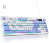 Clavier sans Fil,96% Ordinateur Clavier Silencieux Gaming à Membrane,Disposition Américaine QWERTY,Bluetooth/2,4 G/USB RGB Crémeux Clavier avec Pavé Numérique(Q1554)