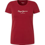 Pepe Jeans New Virginia SS N T-Shirt, Rouge brûlé, XXS Femme