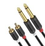 6.35mm vers RCA Câble,RCA Câble Plaqué Or Série Audiowave 2 x 6,35mm (1/4 Pouce) Mâle TS à 2 RCA Mâle PVC Décortiqué Adaptateur Audio stéréo Y Splitter RCA Câble,15 Feet