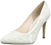 Rainbow Club Billie - Ivory Lace Court Bridal Wedding Shoes with High Heel and Satin Detail, 3 UK