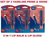 Vaseline Prime & Shine Lip Balm & Lip Gloss Warm Nude Plum Red Scarlet Red Set