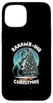 Coque pour iPhone 15 Balade autour du dinosaure de Noël